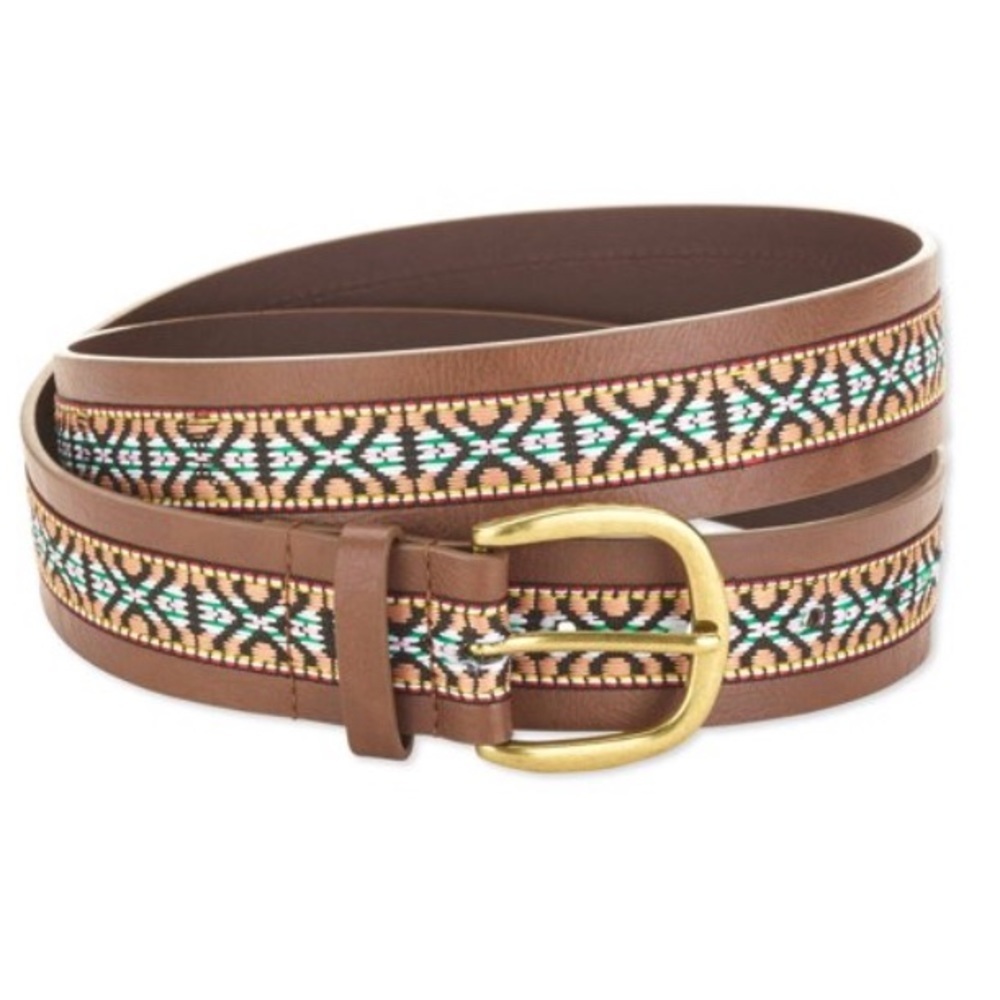 Faded Glory Brown Southwestern Embroidered Belt S/M NWT